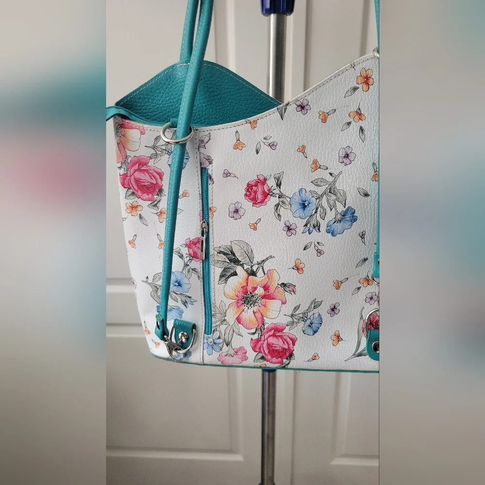Borse In Pelle Purse Floral Leather Crossbody Purse Made In Italy Zip Tote